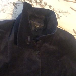Navy blue indigo blazer/jacket size 10 petite Talbots velvet Button up pockets